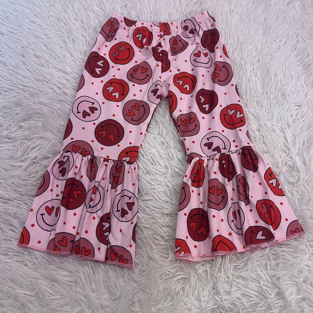 Toddler Valentines Day Smiley Bell bottoms
